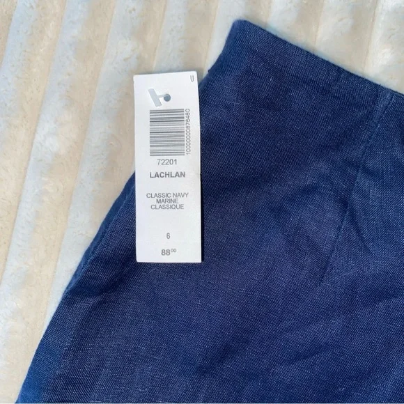 Wilfred Aritzia Linen Skirt Navy Blue Size 6 Button Front Mini Skirt NWTLachlan - Picture 5 of 6
